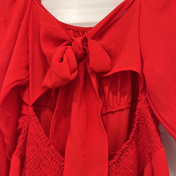Red Chiffon Mini Dress - Picture 8 of 9